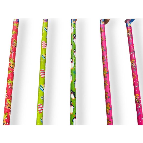 Lot Of Lisa Frank Christmas Pencils With Jumbo Erasers Xmas Snowman Reindeer - Picture 4 of 4